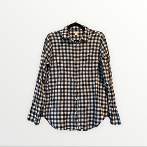 J. Crew Navy and White Gingham Button Down